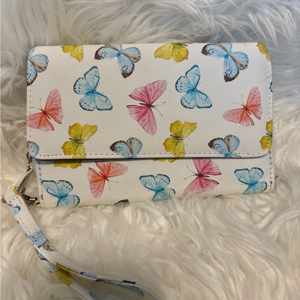 Butterfly Print Wristlet Travel Wallet